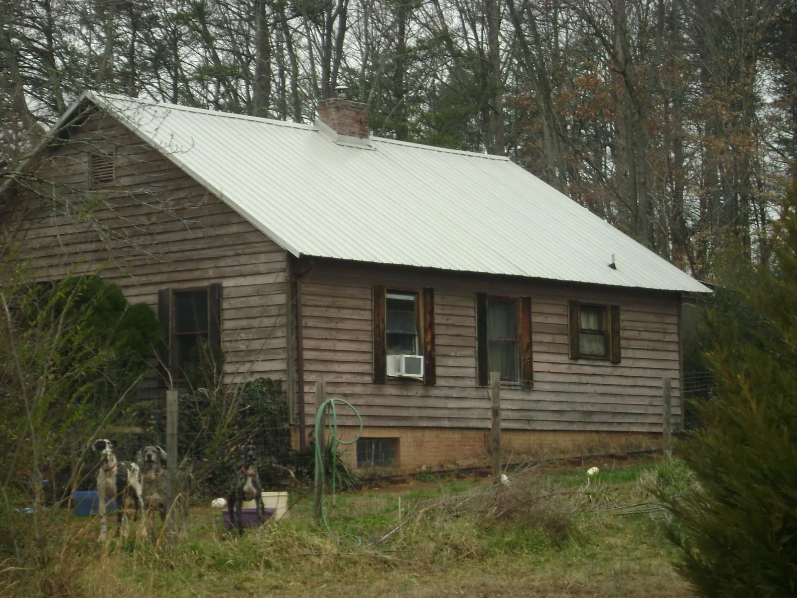 White metal roof on an old wood sided farmhouse, from a Metal Roof Installation job in Bagdad